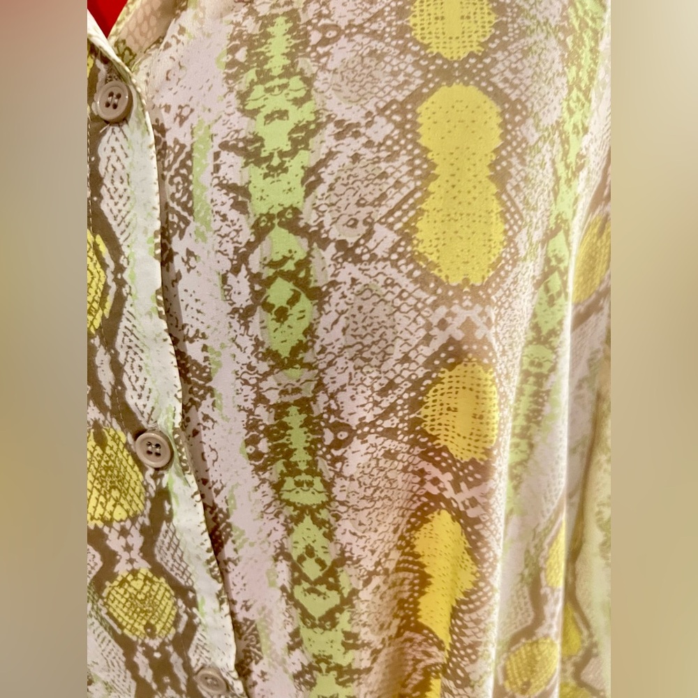 New with Tags Melissa Paige Yellow Green Patterned Long Sleeve Shirt Dress  xl - Picture 4 of 8